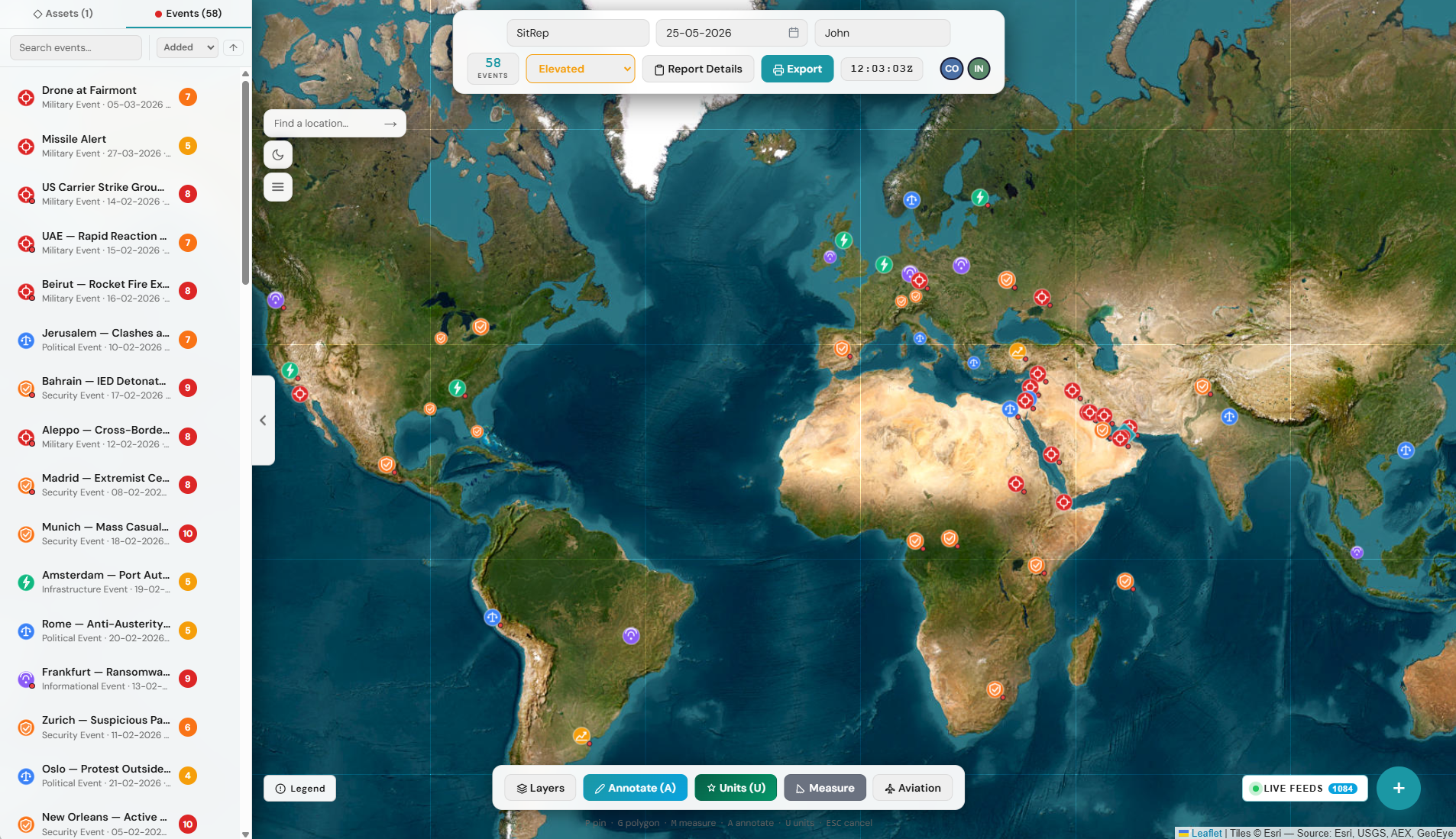 presydo Situation Report — live operational map view